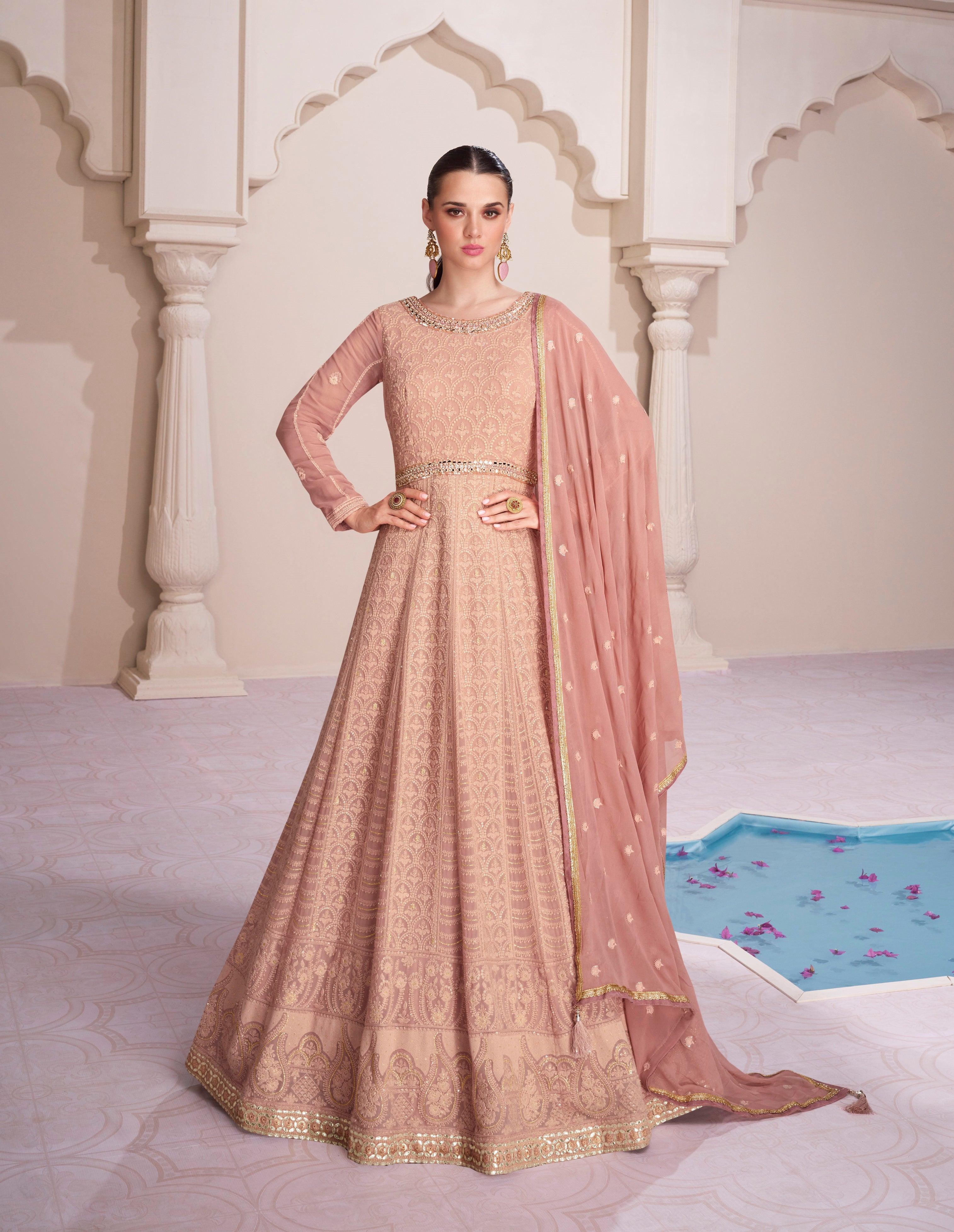 Pink Resham Stonework Georgette Soft Net Anarkali Salwar Suit, फ्लोर लेंथ  अनारकली सूट - Shivam E-Commerce, Surat | ID: 26440689597